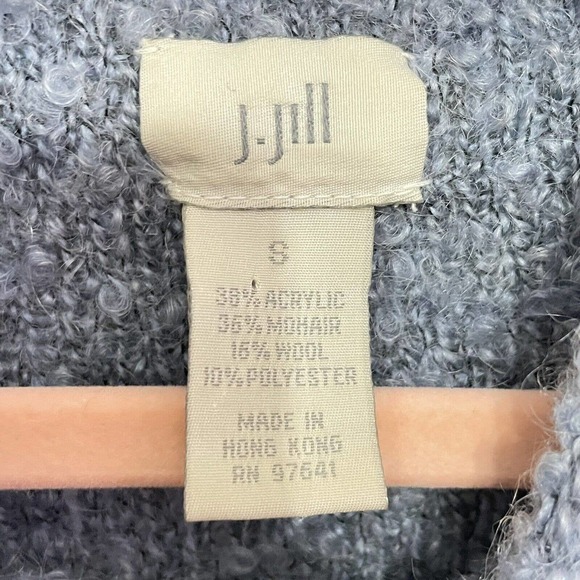 J Jill Wool Sweater Small Womens Blue Mohair Mock Turtle Neck Long Sleeve Thick - Picture 3 of 9